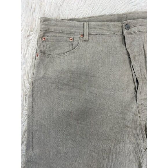 Levis 501 Red Tab Straight Leg Button Fly White Oak Cone Denim Jean Pants 44x32 - Picture 11 of 11